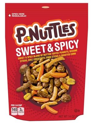 Adams &amp; Brooks P-Nuttles Sweet &amp; Spicy Butter Toffee Peanuts Resealable Bag - Made in the USA, Kosher, Butter Toffee Peanut Snack Mix (14 Ounces)
