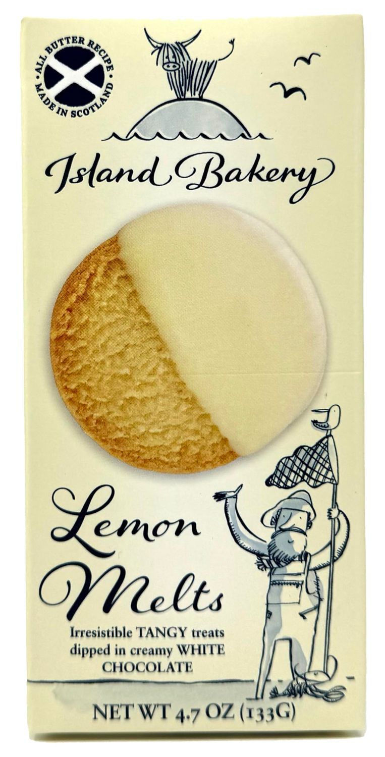 Island Bakery Lemon Melts - All Butter Lemon Cookies Dipped in White Chocolate, Made in Scotland 4.7 Ounce