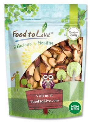 Food to Live Raw Brazil Nuts, 3 Pounds - Non-GMO Verified, Raw, Whole, No Shell, Unsalted, Kosher, Vegan, Keto and Paleo Friendly, Bulk, Good Source of Selenium, Low Sodium, Low Carb, Great Trail Mix