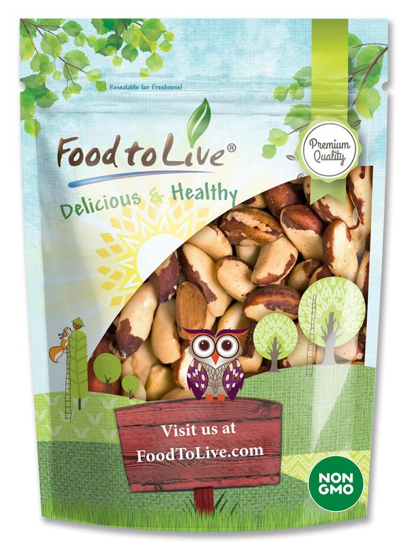 Food to Live Raw Brazil Nuts, 3 Pounds - Non-GMO Verified, Raw, Whole, No Shell, Unsalted, Kosher, Vegan, Keto and Paleo Friendly, Bulk, Good Source of Selenium, Low Sodium, Low Carb, Great Trail Mix