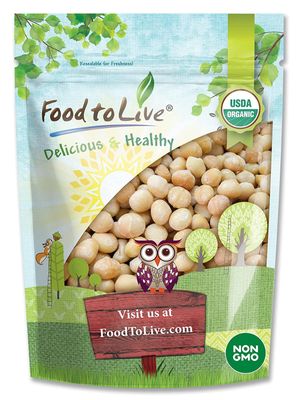 Food to Live Organic Whole Macadamia Nuts, 8 Ounces - Non-GMO, Raw, Shelled, Unsalted, Kosher, Vegan, Bulk. Keto Snack. Buttery Flavor. Good Source of Fiber, Healthy Fats. Perfect for Desserts.