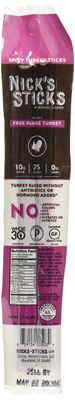 Nick&#39;s Sticks Spicy Free Range Turkey Snack Sticks | Made in the USA | Gluten Free | Paleo, Keto, Whole30 Approved | No Soy, Antibiotics or Hormones (1.7oz. Single)