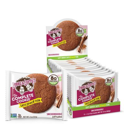 Lenny &amp; Larry&#39;s The Complete Cookie, Snickerdoodle, Soft Baked, 8g Plant Protein, Vegan, Non-GMO, 2 Ounce Cookie (Pack of 12)
