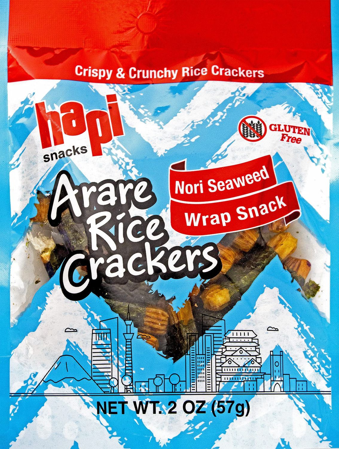 Hapi Nori Seaweed Wrap Arare Rice Crackers, 2 oz (Pack of 12)