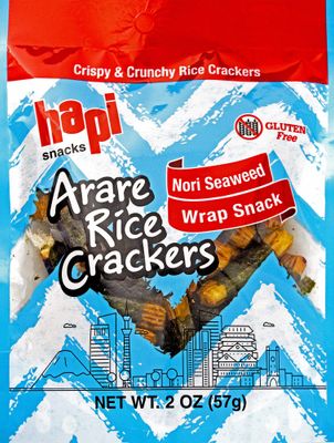 Hapi Nori Seaweed Wrap Arare Rice Crackers, 2 oz (Pack of 12)