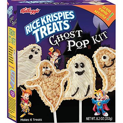 CRAFTY COOKING KITS Kellogg&#39;s Treats Ghost Pop Kit- Halloween Themed Snacks, Rice Krispies, 8.2 Oz