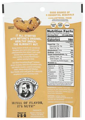 Pear's Snacks Everything Bagel Cashews, 4 OZ