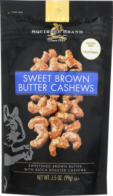 Squirrel Brand Sweet Brown Butter Cashews 3.5 oz - Pack of 6