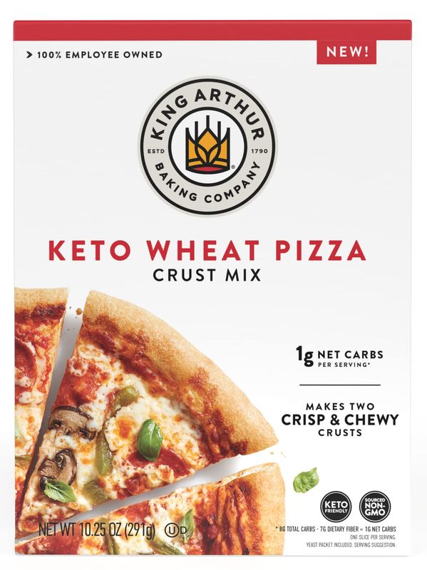 King Arthur Keto Pizza Crust Mix: Low Carb Delight with 1g Net Carbs per Serving - Easy to Make, Crisp &amp; Chewy 10.25 oz Mix for Two 12 in Crusts - Perfect for Keto Pizza Lovers