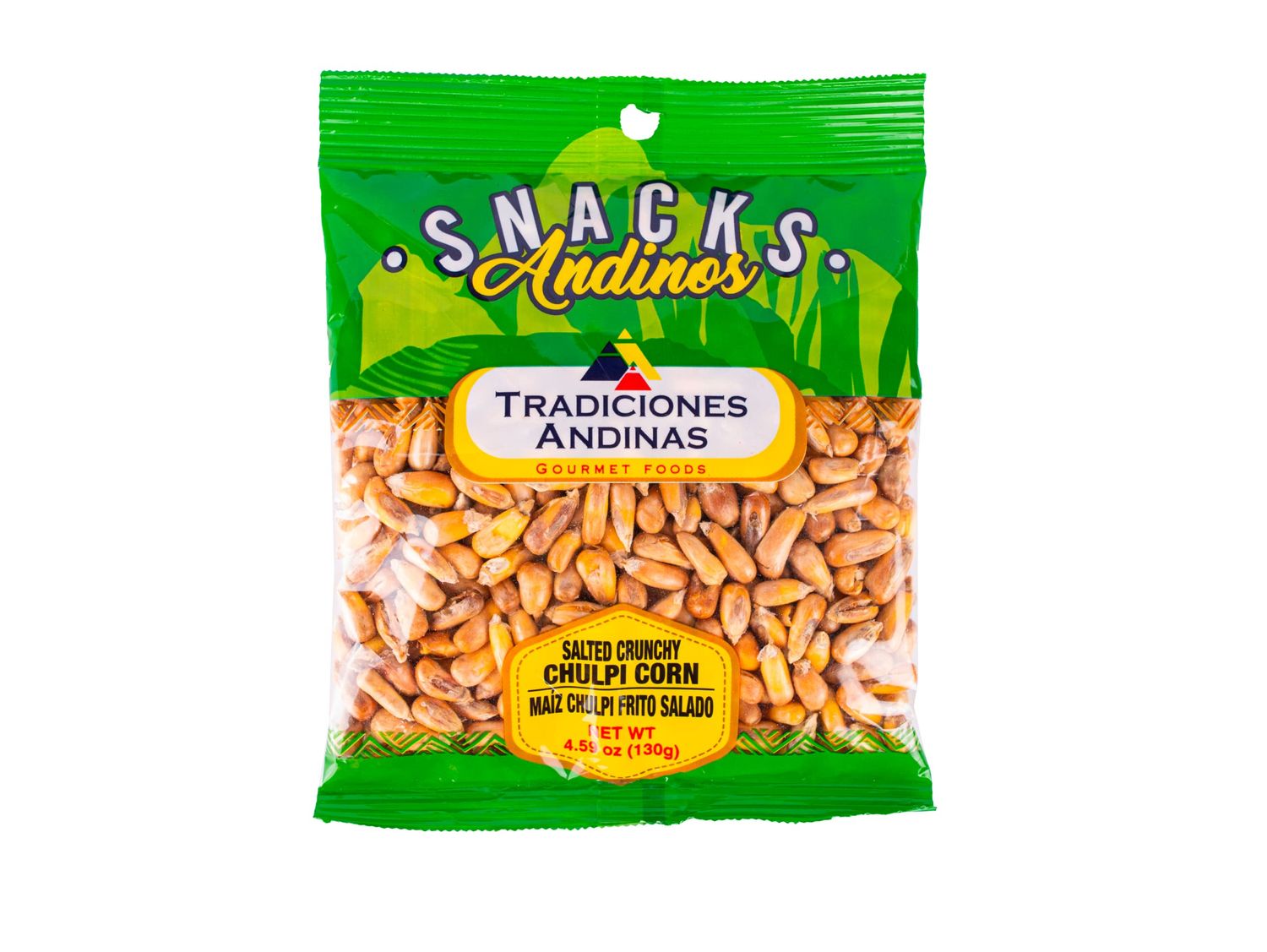 Tradiciones Andinas Salted Crunchy Chulpe Corn 4.59 oz - Snack Chulpi Frito y Salado, Salty Fried, Peruvian Products Ready To Eat, Individual Bags, Producto Peruano, Snacks del Peru