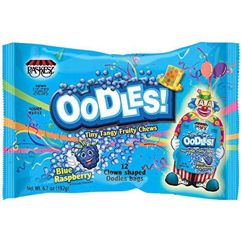 Only Kosher Candy Clown Shaped Oodles Raspberry Flavored Tiny Tangy Fruity Chewy Candy for Kids and Adults, Kosher Parve Fresh Candies, 12 Pouch Per Bag (Pack of 3)