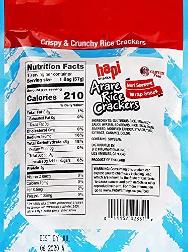 Hapi Nori Seaweed Wrap Arare Rice Crackers, 2 oz (Pack of 12)