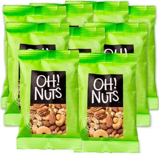Mixed Nuts Roasted Unsalted Individual Nut Snacks for On-the-Go | 12 Convenient Nut Snacks for School | Bulk Nuts Variety | Individual Packs (1.5 oz Each) by Oh Nuts