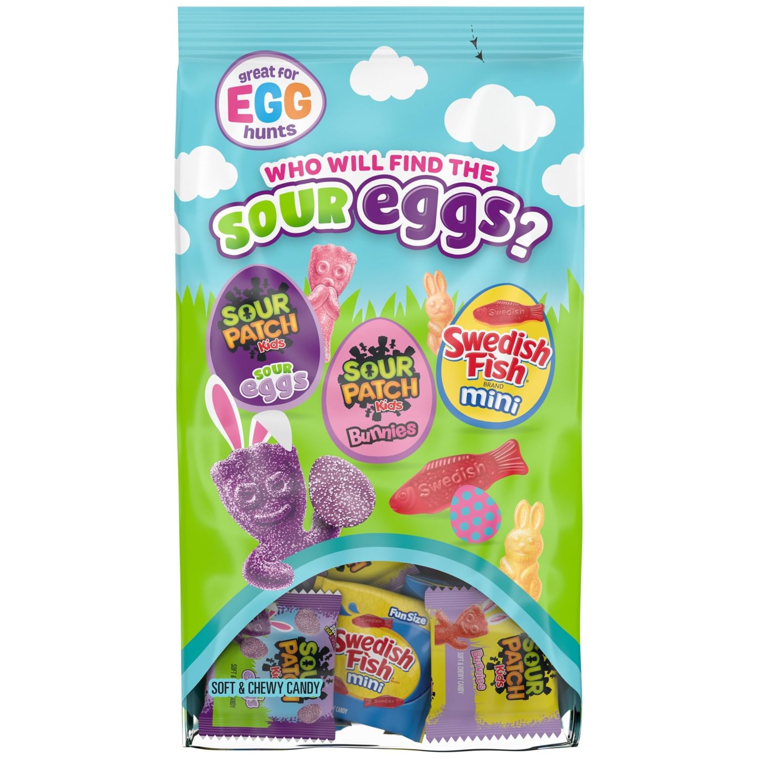 SOUR PATCH KIDS Bunnies, Sour Eggs, and SWEDISH FISH Mini Soft &amp; Chewy Easter Candy Variety Pack, 80 Snack Packs