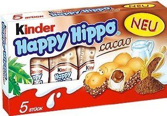 Kinder Happy Hippo Cocoa Cream Biscuits : Pack of 5 Biscuits (Pack of 3)