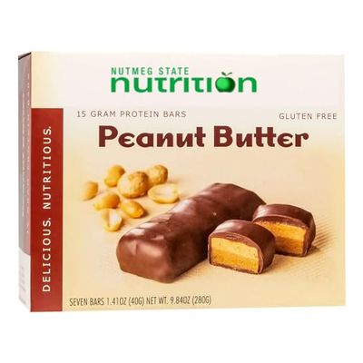 Nutmeg State Nutrition - High Protein Bars, Gluten Free, Low Calorie, Ideal Protein Compatible, 7 Servings Per Box (Peanut Butter)