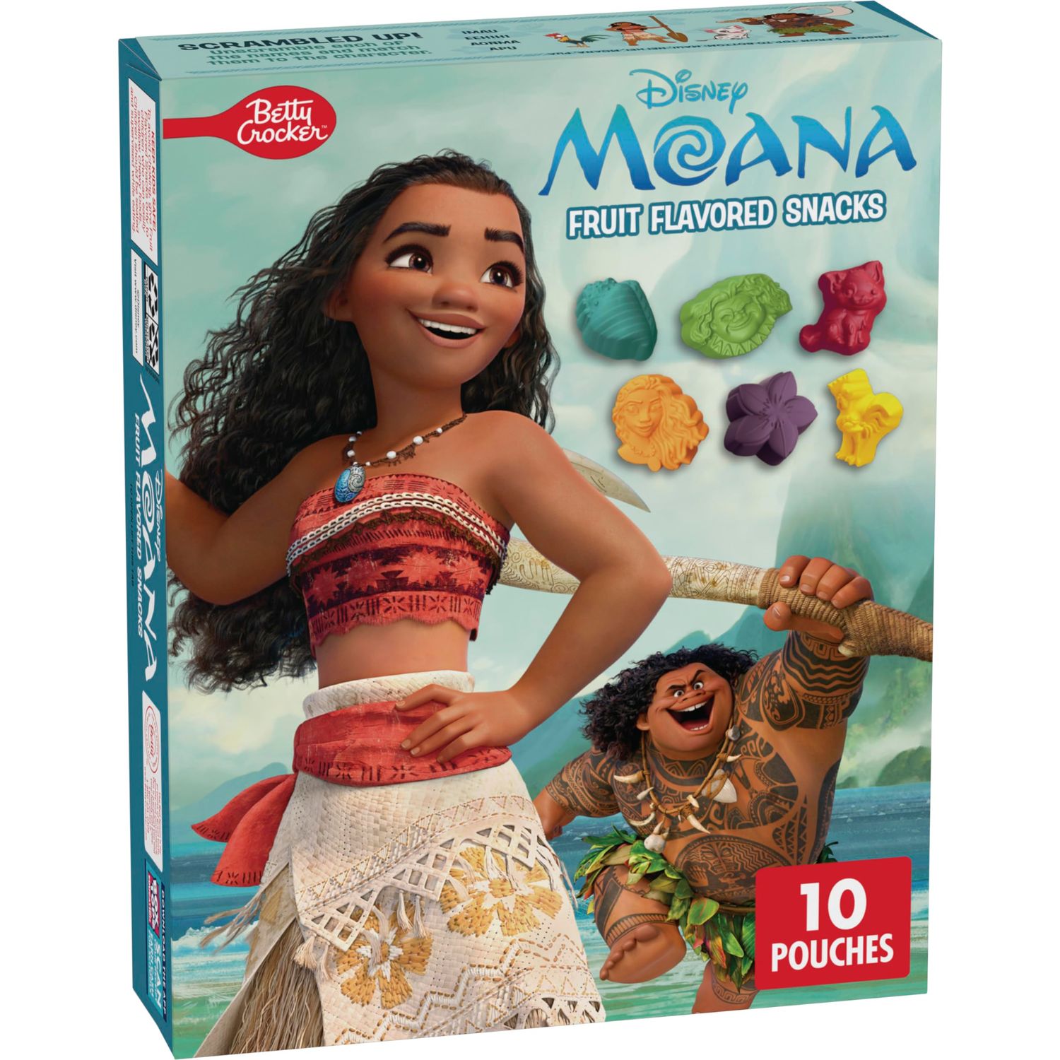 Betty Crocker Disney Moana Fruit Flavored Kids Snacks, Fat Free and Gluten Free Snack, 8 oz (10 Pouches)