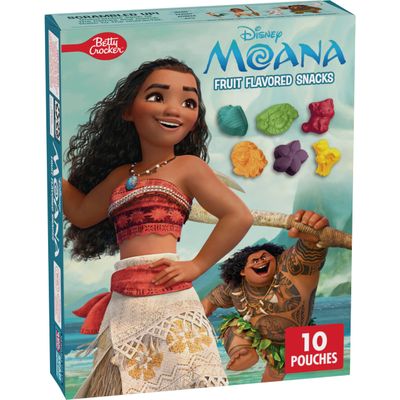 Betty Crocker Disney Moana Fruit Flavored Kids Snacks, Fat Free and Gluten Free Snack, 8 oz (10 Pouches)