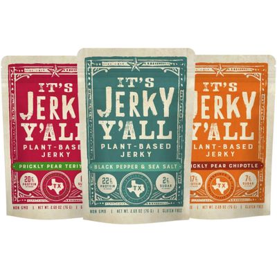 It&#39;s Jerky Y&#39;all Plant Based Jerky Variety Pack | Beyond Tender and Tasty Vegan Snacks | Non-GMO, Gluten Free, Vegetarian (3 Pack)