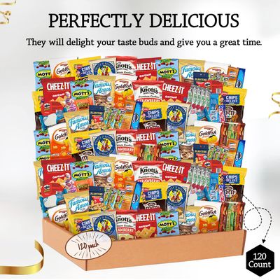 Snack Box Christmas Care Package (120 Count) Variety Snacks Gift Box - College Students, Military, Work or Home - Chips Cookies &amp; Candy shellys delight