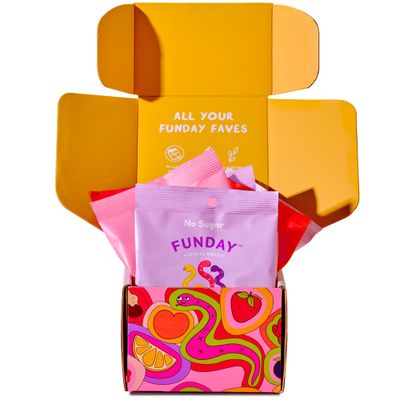 FUNDAY The Can&#39;t Decide Box - 5 Delicious Assorted Flavors - Gluten Free Sweet &amp; Sour Candy Gummies - No Sugar Added - Natural Sweets for Guilt-Free Snacking