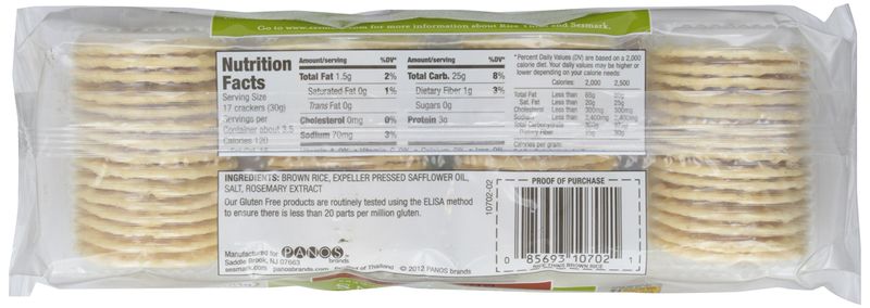 Sesmark, Rice Thins, Brown Rice, 3.5 oz