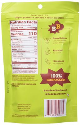 Bada Bean Bada Boom Plant-based Protein, Gluten Free, Vegan, Non-GMO, Soy Free, Kosher, Roasted Broad Fava Bean Snacks, Wasabi, 4.5 Ounce (Pack of 6)