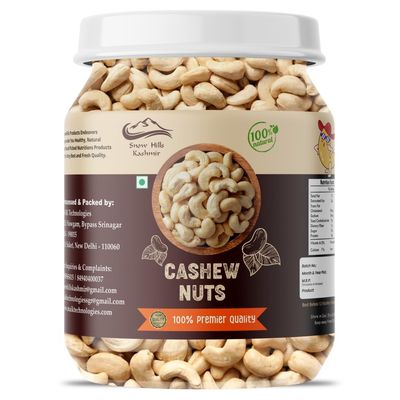 Snow Hills Kashmir 100% Natural Cashew Nuts | Whole Kaju Nuts | Nutritious &amp; Delicious Healthy Snack | Gluten Free | Plant Protein &amp; Rich in Minerals &amp; Vitamins (500gm)