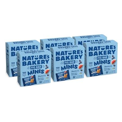 Nature&#39;s Bakery Fig Bar Minis, Blueberry, Whole Grain, Vegan Friendly, Kosher, Non-GMO, 10 Ounce (Pack of 6)