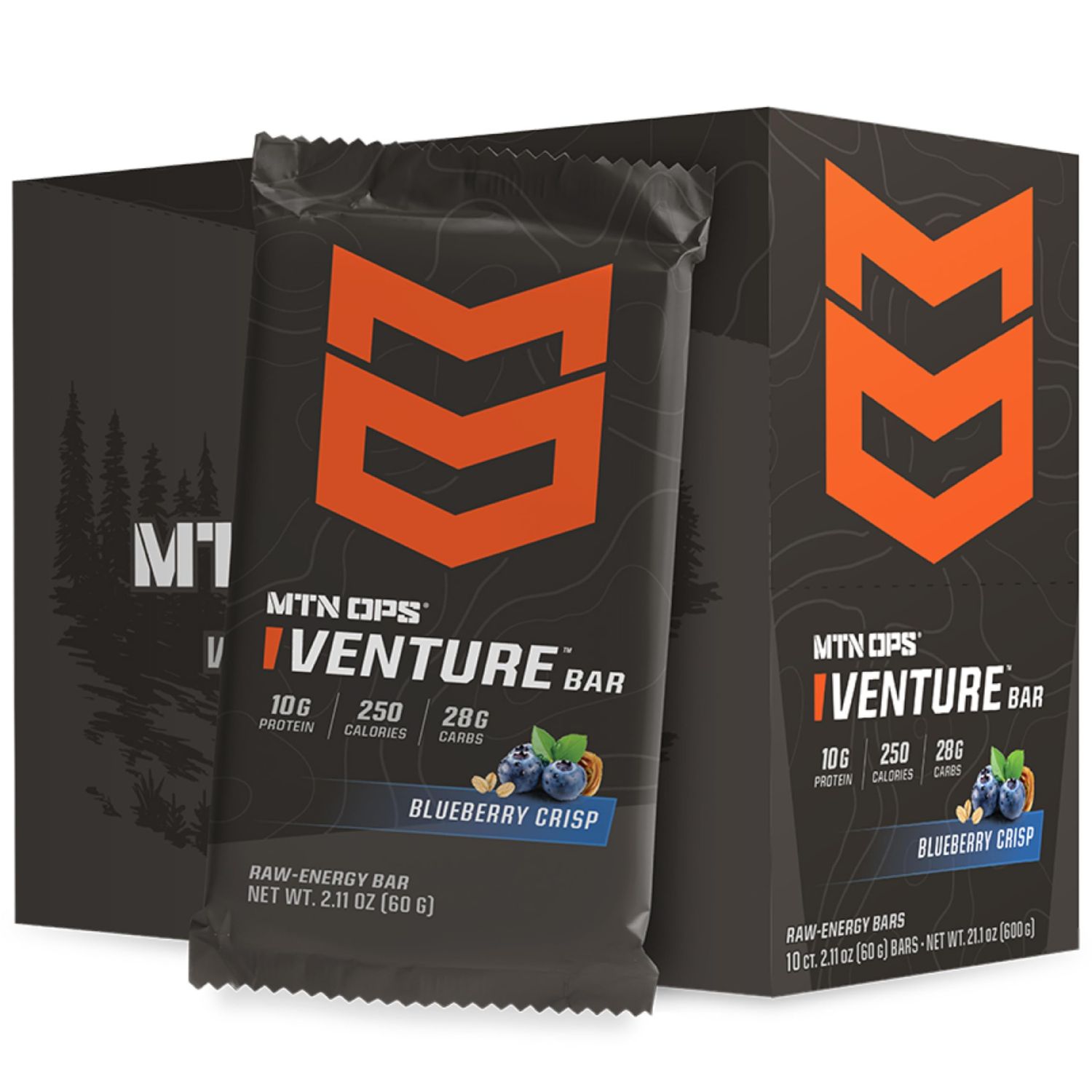 MTN OPS Venture Bar | Blueberry Crisp Energy Bar | 10g Protein  Gluten-Free Nutrient Dense Peanut-Based Raw Energy Bar | 10 Bars per Box