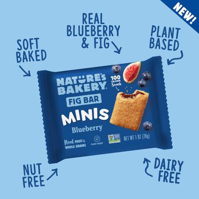 Nature's Bakery Fig Bar Minis, Blueberry, Whole Grain, Vegan Friendly, Kosher, Non-GMO, 10 Ounce (Pack of 6)