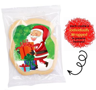 Christmas Cookies Decorated Gift Basket Large 6 PACK | INDIVIDUALLY WRAPPED Sugar Cookie Jumbo with Icing Party Favors Iced cute | Nut-Free