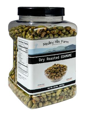 Dry Roasted Edamame by Medley hills farm 1.25 Lbs. in Reusable Container - edamame dry roasted and Lightly Salted - Healthy diet snacks - Crunchy Dry Roasted edamame beans snack - gluten-free