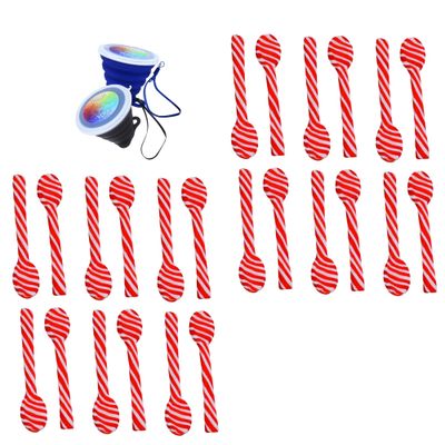 Ja&#39;Cor Peppermint Flavored Candy Cane Spoons 4 Boxes, 24 Individually Wrapped Hard Candy for Christmas Stocking Stuffers Gift Basket Fillers Ornaments Hot Cocoa Bundle with 1 Collapsible Cup