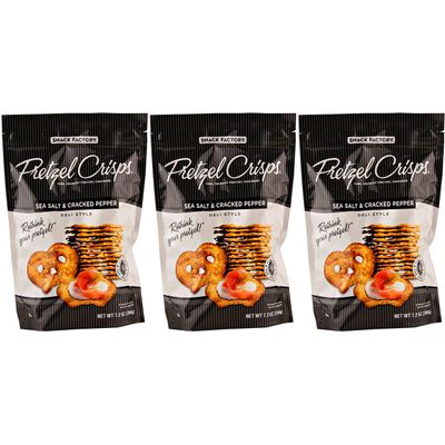 Snack Factory Sea Salt &amp; Cracked Pepper Pretzel Crisps 7.2oz (Pack of 3)