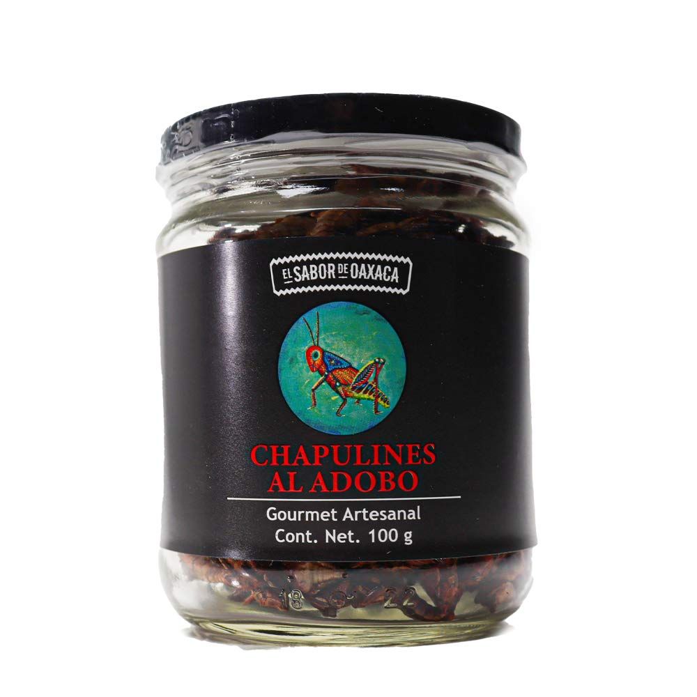 Chapulines al Adobo, Healthy Snacks, Marinated Grasshoppers from Oaxaca, El Sabor de Oaxaca, Handcrafted, Mexican Gourmet Artisan Product, (3.5 Oz)