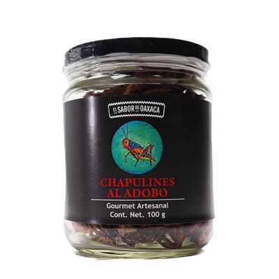 Chapulines al Adobo, Healthy Snacks, Marinated Grasshoppers from Oaxaca, El Sabor de Oaxaca, Handcrafted, Mexican Gourmet Artisan Product, (3.5 Oz)