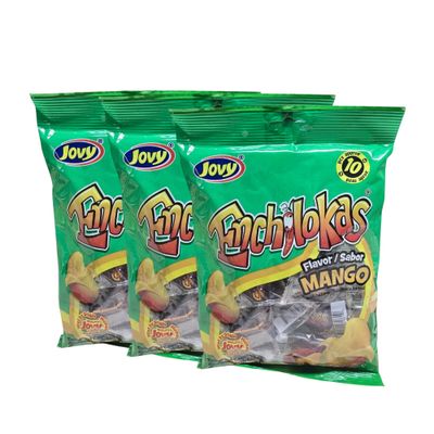 Jovy Enchilokas Mango Flavored &amp; Tamarind Covered Gummies with Chilli | Mexican Candy | Chilli - Covered Snacks | Pack of 3 6oz each