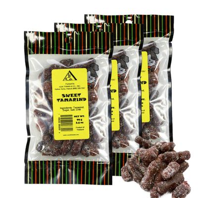 Snack Hawaii Sweet Tamarind - Healthy and Organic Nature&#39;s Sour Candy - Sugar, Salt, Chili Flavored Snacks Made Fresh from Real Fruit - Great Preserved Dried Fruits for Asian Cooking - 3-Pack, 3.5oz