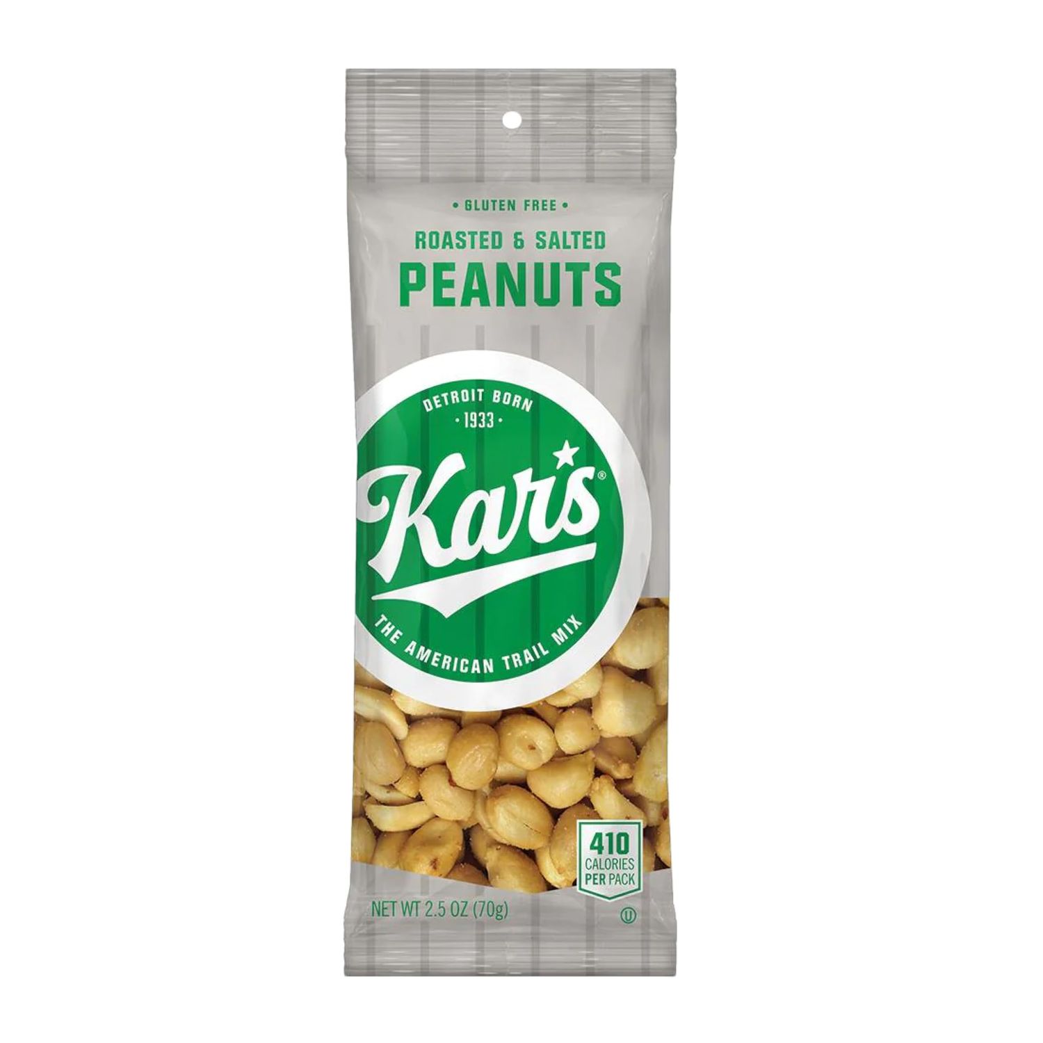 Kars Nuts Roasted &amp; Salted Peanut Snacks, 2.5 oz Individual Snack Packs - Bulk Pack of 12, Gluten-Free Snack Mix
