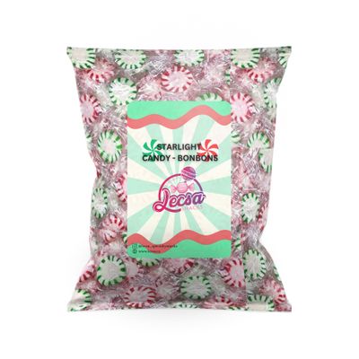 1lb-Bag Spearmint and Peppermint Starlight Hard Candy Mix - Bulk Pack of Green and Red Pinwheels Mint Flavored Old-Fashioned Candy, by Lecsa Specialty Snacks