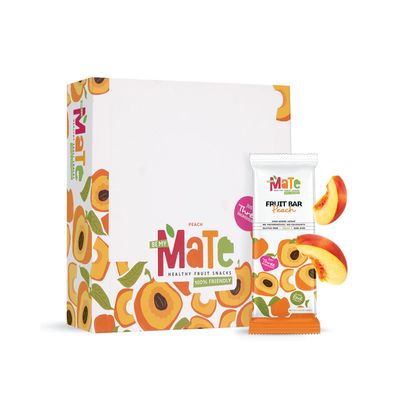 Mate Apple  Peach Healthy Snack, 100% Natural Real Fruit Bar &amp; Gluten-Free &amp; Vegan &amp; Non GMO &amp; Kosher - Zero Added Sugar, No Preservatives and No Colorant - 24 Pack