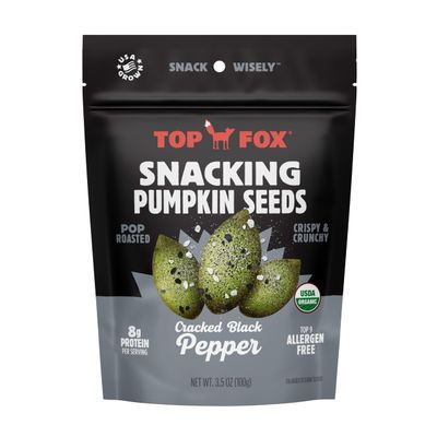 Top Fox Snacks - Organic Pop-Roasted Pumpkin Seeds | Healthy Protein Snacks - Gluten Free - Keto and Vegan Friendly (Salt &amp; Pepper, 3.5 oz - 6 Pack)