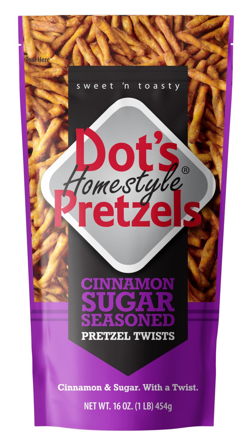 Dot&#39;s Pretzels Cinnamon Sugar Seasoned Pretzel Twists, Healthy Kids Snacks, 16oz Grocery Sized Bag