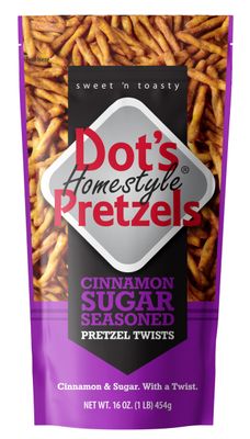 Dot&#39;s Pretzels Cinnamon Sugar Seasoned Pretzel Twists, Healthy Kids Snacks, 16oz Grocery Sized Bag