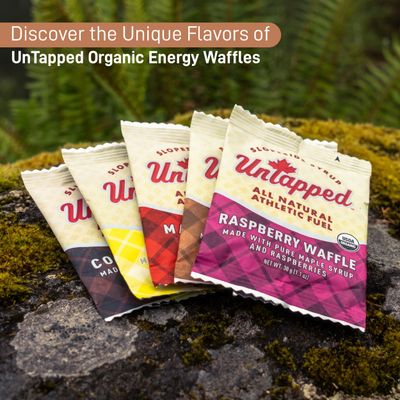 UnTapped Organic Cocoa Waffles 1.1 oz Each, Box of 16 - Endurance Sports Snacks Sweetened with Real Maple Syrup, and Rich Organic Cocoa | Vegan &amp; Real Food Waffles | Ideal for Athletic Performance