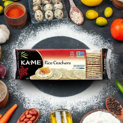 KA-ME Seaweed Rice Crackers 3.5 oz, Authentic Asian Ingredients, Certified Gluten-Free, No Artificial FlavorsColors, Non GMO - (3 Pack)