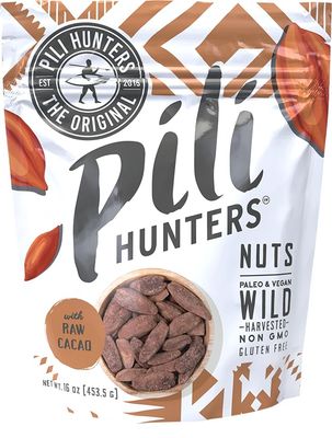 Pili Hunters Wild Sprouted Pili Nuts - Raw Cacao &amp; Organic Coconut Sugar - Paleo &amp; Vegan Keto Snack for Low Carb Energy - Gluten &amp; Dairy Free Superfood - Non-GMO - As Seen on Shark Tank - (16 oz Bag)