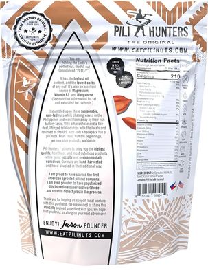 Pili Hunters Wild Sprouted Pili Nuts - Raw Cacao & Organic Coconut Sugar - Paleo & Vegan Keto Snack for Low Carb Energy - Gluten & Dairy Free Superfood - Non-GMO - As Seen on Shark Tank - (16 oz Bag)