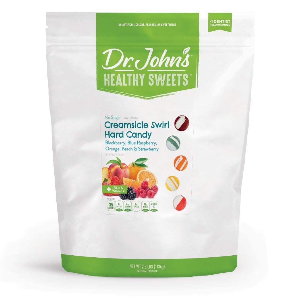 Dr. Johns Sugar Free Candy, Healthy Hard Candy with Zero Sugar, Low Calorie Snacks, Keto Friendly, Vegan, Gluten Free, Creamsicle Swirl, 252 Count, 2.5 LB